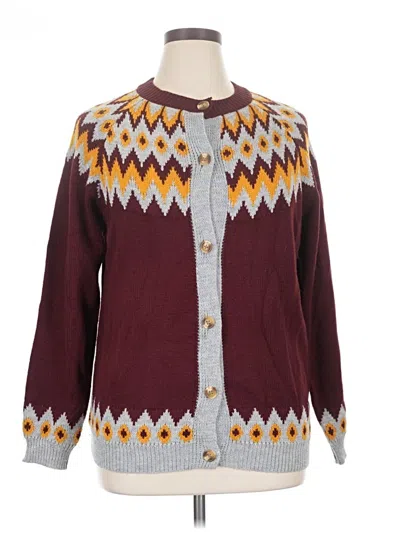 Pre-owned Emery Rose Cardigan Sweater In Burgundy