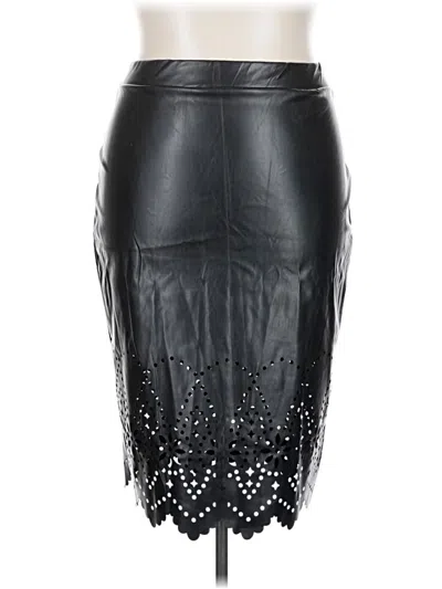 Emery Rose Faux Leather Skirt In Black