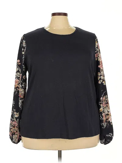Pre-owned Emery Rose Long Sleeve Blouse In Black
