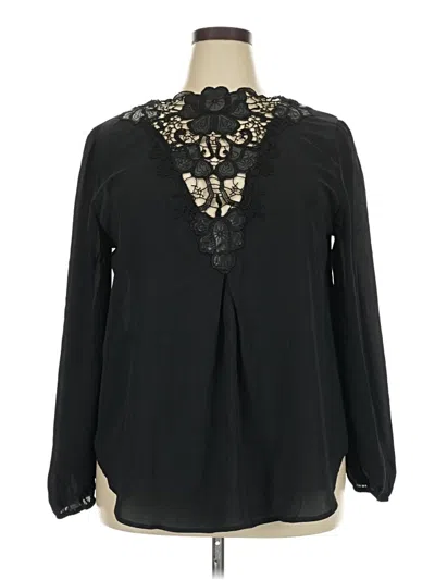 Pre-owned Emery Rose Long Sleeve Blouse In Black