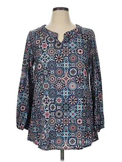 Pre-owned Emery Rose Long Sleeve Blouse In Blue