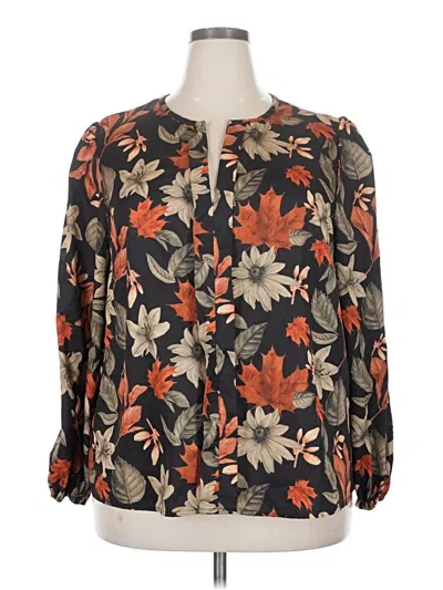 Pre-owned Emery Rose Long Sleeve Blouse In Brown