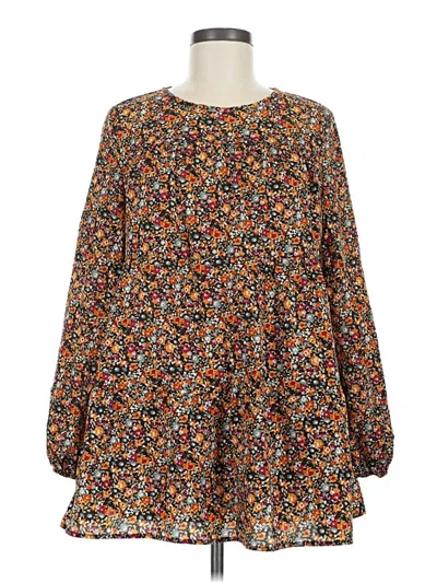 Pre-owned Emery Rose Long Sleeve Blouse In Brown
