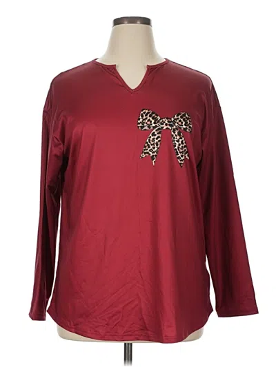 Pre-owned Emery Rose Long Sleeve Blouse In Burgundy