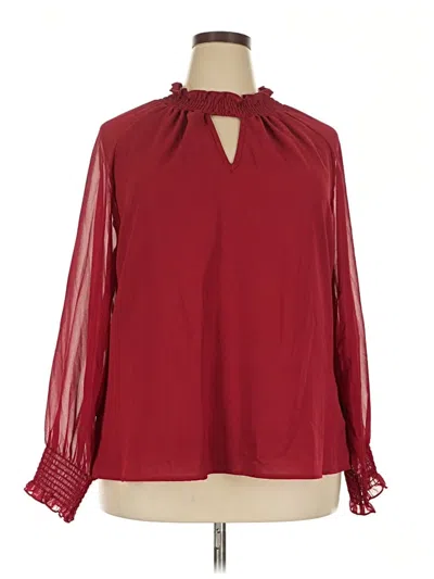 Pre-owned Emery Rose Long Sleeve Blouse In Burgundy