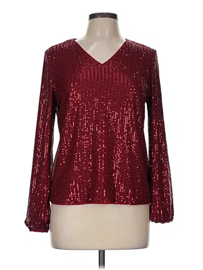 Pre-owned Emery Rose Long Sleeve Blouse In Burgundy