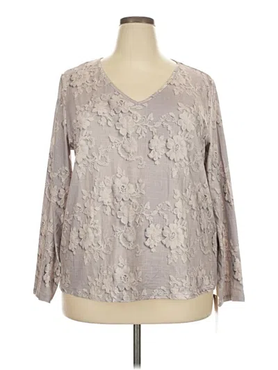 Emery Rose Long Sleeve Blouse In Gray