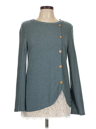 Pre-owned Emery Rose Long Sleeve Blouse In Teal