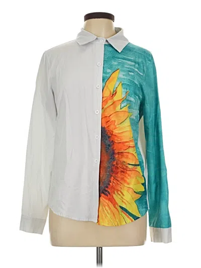 Pre-owned Emery Rose Long Sleeve Blouse In Teal