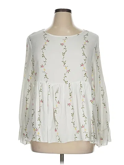 Pre-owned Emery Rose Long Sleeve Blouse In White