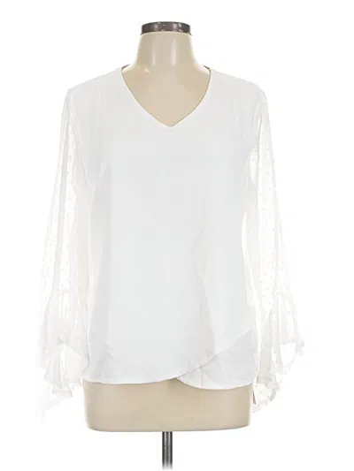 Pre-owned Emery Rose Long Sleeve Blouse In White