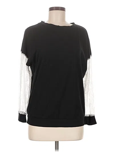 Pre-owned Emery Rose Long Sleeve Top Black Crew Neck Tops