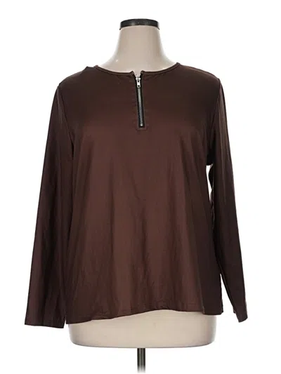 Pre-owned Emery Rose Long Sleeve Top Brown Keyhole Neckline Tops