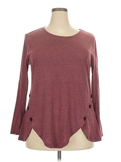 Pre-owned Emery Rose Long Sleeve Top Burgundy Keyhole Neckline Tops