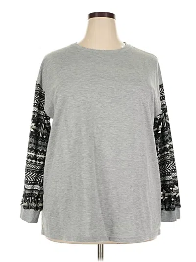 Pre-owned Emery Rose Long Sleeve Top Gray Crew Neck Tops