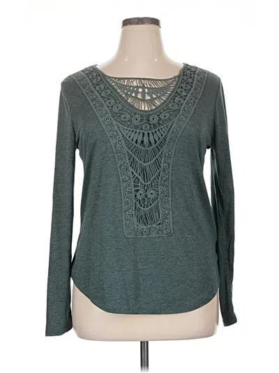 Pre-owned Emery Rose Long Sleeve Top Gray Keyhole Neckline Tops