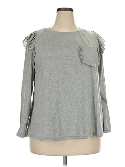 Pre-owned Emery Rose Long Sleeve Top Gray Ruffles Neckline Tops