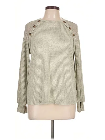 Pre-owned Emery Rose Long Sleeve Top Green Boatneck Tops