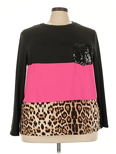 Pre-owned Emery Rose Long Sleeve Top Pink Crew Neck Tops