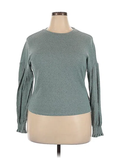 Pre-owned Emery Rose Long Sleeve Top Teal Turtleneck Tops In Blue