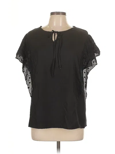 Pre-owned Emery Rose Short Sleeve Blouse In Black
