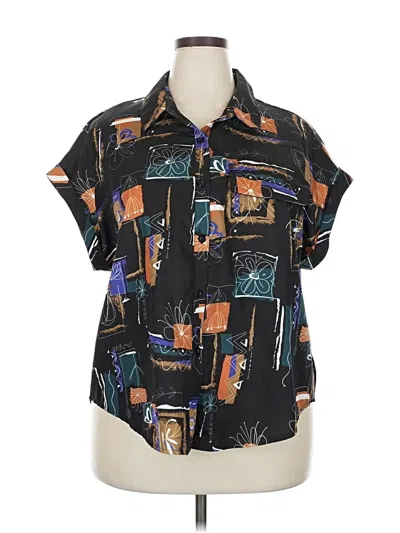 Pre-owned Emery Rose Short Sleeve Blouse In Black