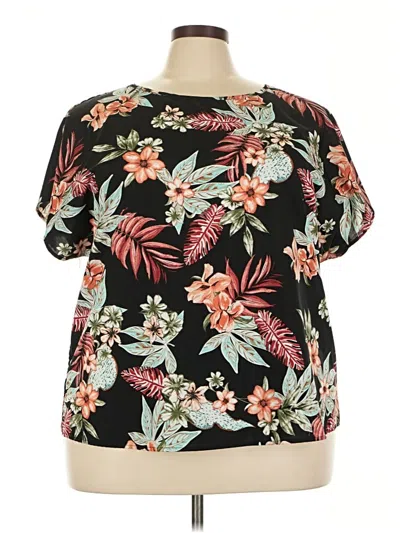 Pre-owned Emery Rose Short Sleeve Blouse In Black
