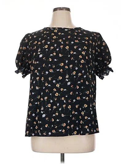 Pre-owned Emery Rose Short Sleeve Blouse In Black