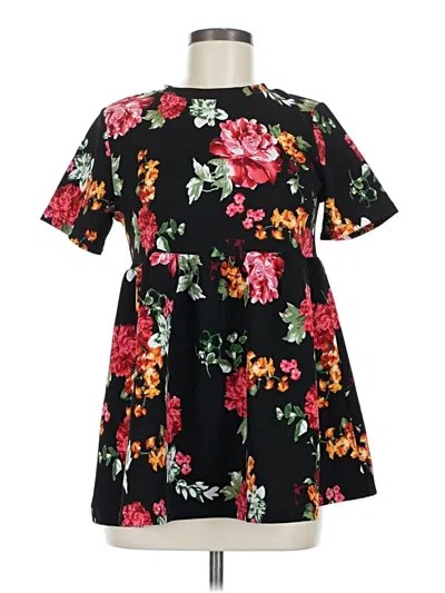 Pre-owned Emery Rose Short Sleeve Blouse In Black
