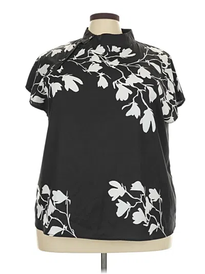 Pre-owned Emery Rose Short Sleeve Blouse In Black