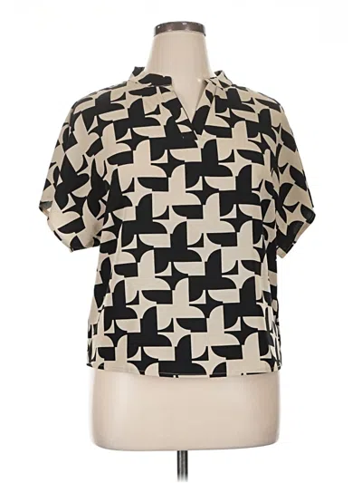 Pre-owned Emery Rose Short Sleeve Blouse In Black