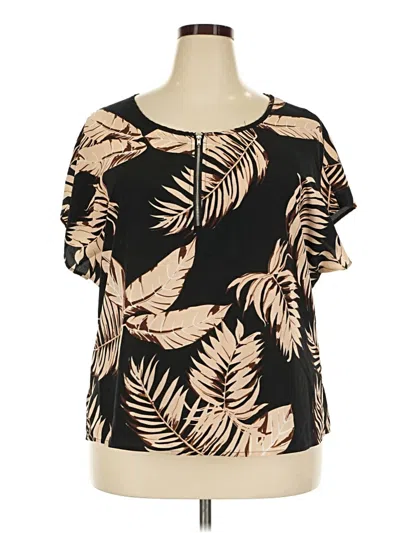 Pre-owned Emery Rose Short Sleeve Blouse In Black