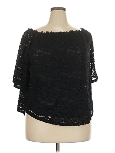 Pre-owned Emery Rose Short Sleeve Blouse In Black