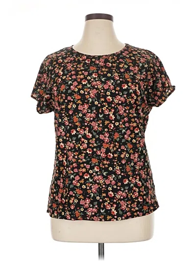 Pre-owned Emery Rose Short Sleeve Blouse In Black