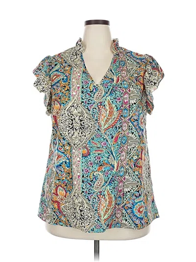 Pre-owned Emery Rose Short Sleeve Blouse In Blue
