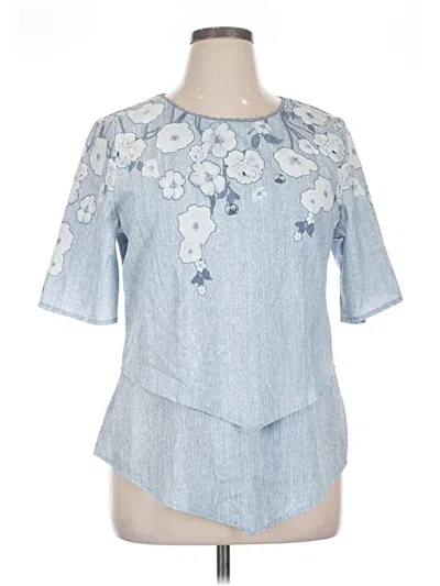 Pre-owned Emery Rose Short Sleeve Blouse In Blue
