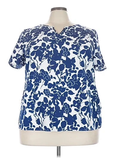Pre-owned Emery Rose Short Sleeve Blouse In Blue