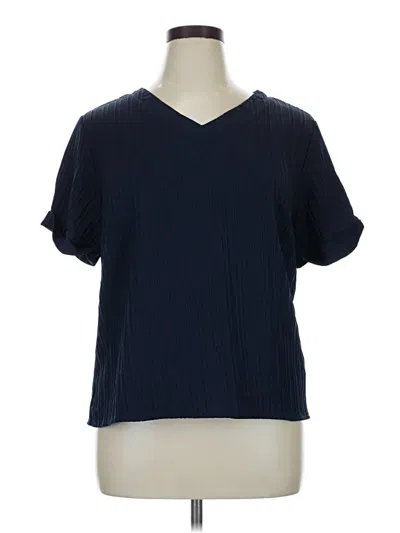 Pre-owned Emery Rose Short Sleeve Blouse In Blue
