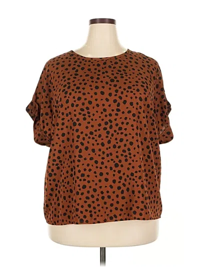Pre-owned Emery Rose Short Sleeve Blouse In Brown
