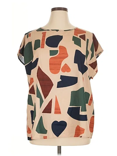 Pre-owned Emery Rose Short Sleeve Blouse In Brown