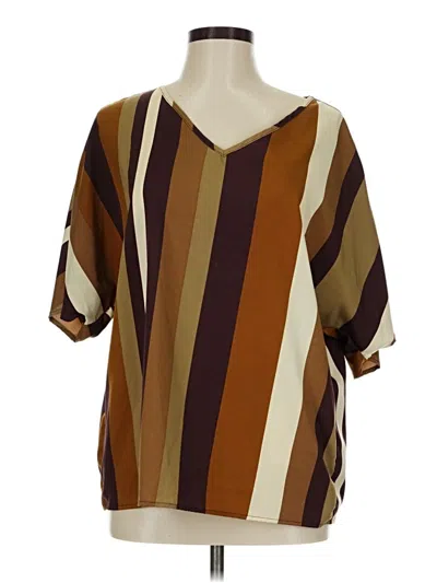 Pre-owned Emery Rose Short Sleeve Blouse In Brown