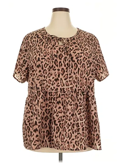 Pre-owned Emery Rose Short Sleeve Blouse In Brown