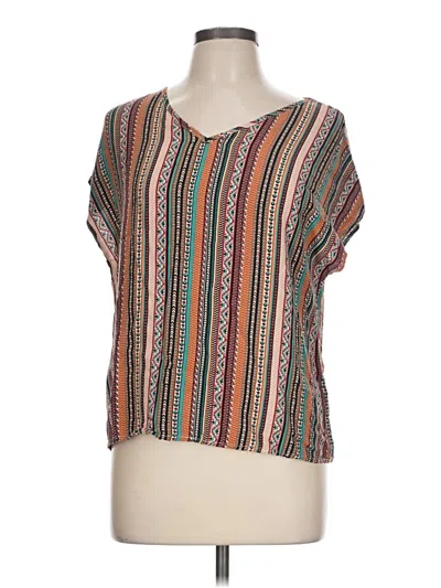 Pre-owned Emery Rose Short Sleeve Blouse In Brown