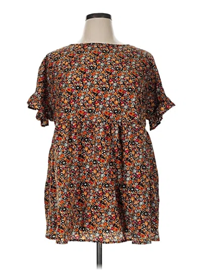 Pre-owned Emery Rose Short Sleeve Blouse In Brown
