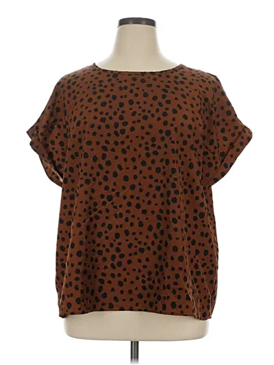 Pre-owned Emery Rose Short Sleeve Blouse In Brown