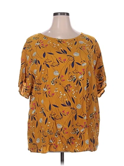 Pre-owned Emery Rose Short Sleeve Blouse In Gold