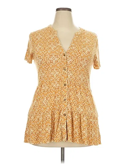 Pre-owned Emery Rose Short Sleeve Blouse In Gold