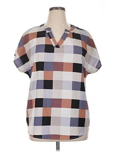 Pre-owned Emery Rose Short Sleeve Blouse In Gray