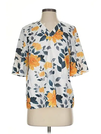 Pre-owned Emery Rose Short Sleeve Blouse In Gray