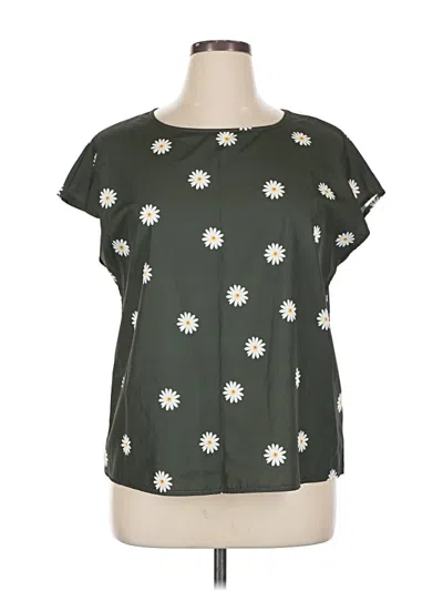Pre-owned Emery Rose Short Sleeve Blouse In Green
